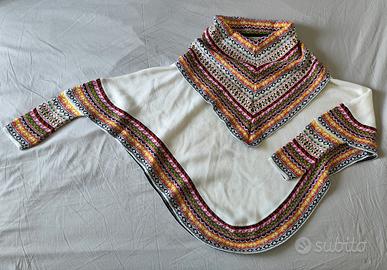 poncho invernale lana di alpaca del Perù bia