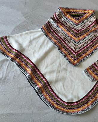 poncho invernale lana di alpaca del Perù bia