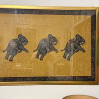 Quadro etnico elefanti fondo oro 131x94