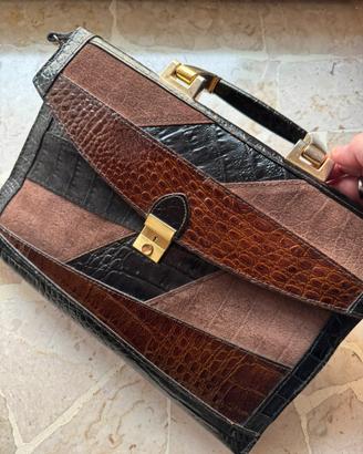 Borsa rigida vintage stampa cocco