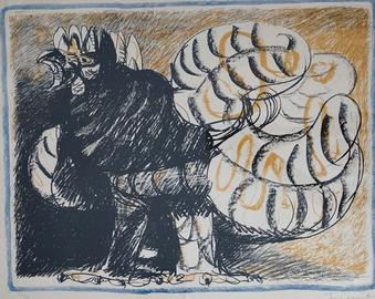 Litografia di Salvatore Fiume - "Gallo"