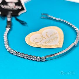 Bracciale Tennis con placchetta acciaio uomo donna