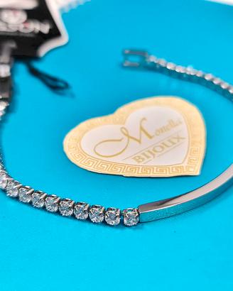 Bracciale Tennis con placchetta acciaio uomo donna