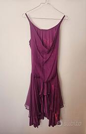 vestito viola con disegni rosa furia, viscosa