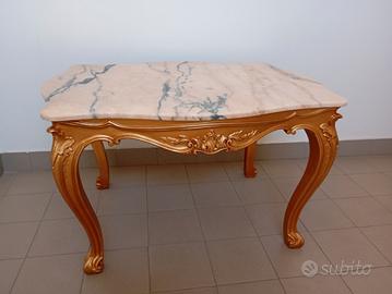 Tavolo barocco in legno con  marmo 