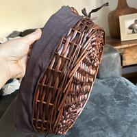 Cesto vimini  con fodera stoffa marrone