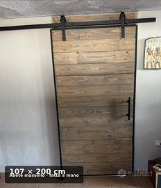Porta scorrevole stile fienile abete artigianale