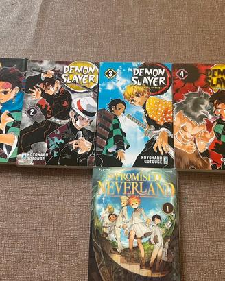 Manga DEMON SLAYER 1..5 e THE PROMISED NEVERLAND 1