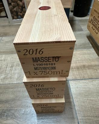 N.3 Cassettine Masseto 2016 da 0,75 Vuote
