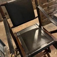 Seggiola vintage cuoio e legno