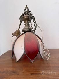Lampada vintage a sospensione in vetro colorato