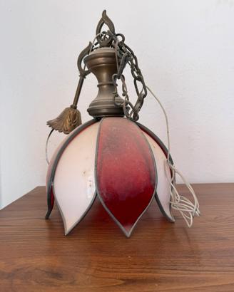 Lampada vintage a sospensione in vetro colorato