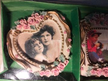 Set 3 mini cornici decorative in resina smaltata