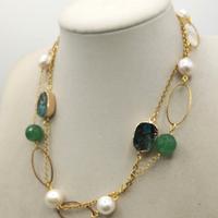 Collana Crisoprasio e Perle di fiume