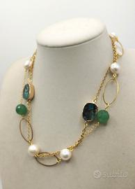 Collana Crisoprasio e Perle di fiume