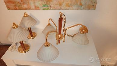 lampadario e due lampade in coordinato 