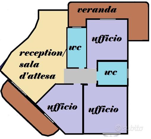 Ufficio con sala d'attesa e tre stanze