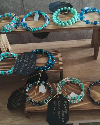 lotto 10 bracciali pietre varie, Memory wire 
