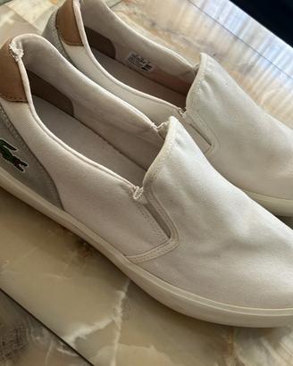 Scarpe lacoste slip on bianche uomo