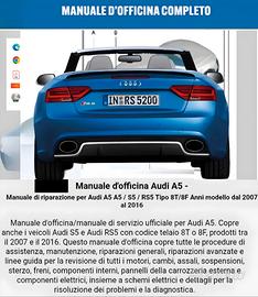 manuale officina Audi A5 RS5 S5 8T 8F 2007 2016