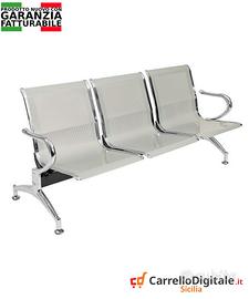 Panca per sala dattesa 3 posti in acciaioSilver
