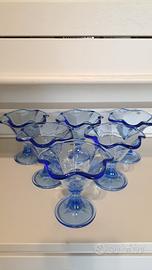 Set 6 Coppe Gelato in Vetro Blu