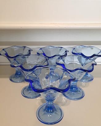 Set 6 Coppe Gelato in Vetro Blu