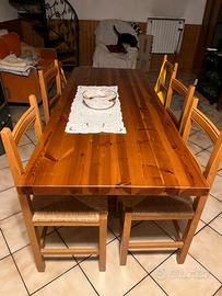 Tavolo legno massello con 6 sedie