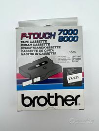 Nastro Brother TX-231 12mm nero su bianco, 15mt