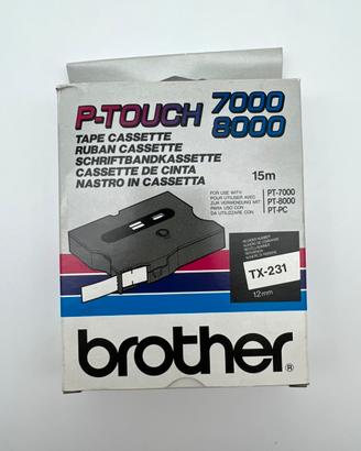 Nastro Brother TX-231 12mm nero su bianco, 15mt
