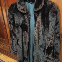 Giaccone in montone rovesciato nero - marrone 