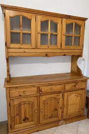 Credenza vetrina in legno abete massello vintage