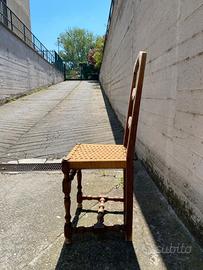 Sedie rustiche vintage in legno massello e paglia