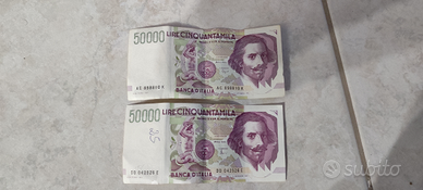 2 banconote 50000 lire