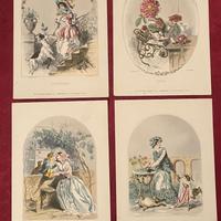 Set 4 stampe  vintage anni 50: Donne -Fiore