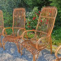 Sedie alte in rattan,salottino da 4