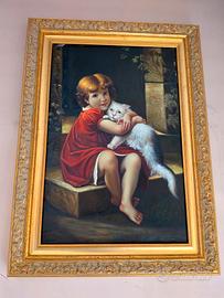 BAMBINA CON GATTO BIANCO RITRATTO CLASSICO MODERNO