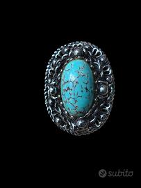 Spilla vintage stile etnico turchese