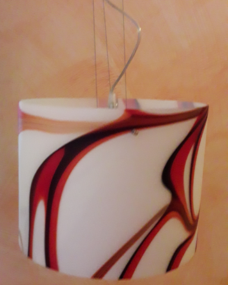 Lampadario bianco sfumato rosso e marrone d.40