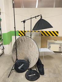 Set 3 stativi 1 softbox 1 ombrello 2 riflettori