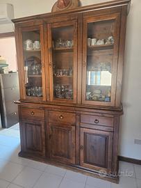Cristalliera 3 porte in legno tinto