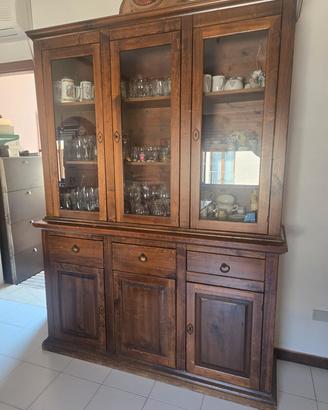 Cristalliera 3 porte in legno tinto