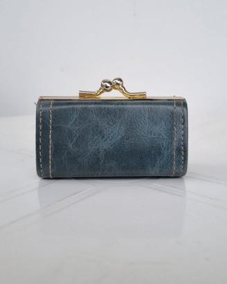 Portamonete Vintage Rayon Moda in Pelle Blu/Verde