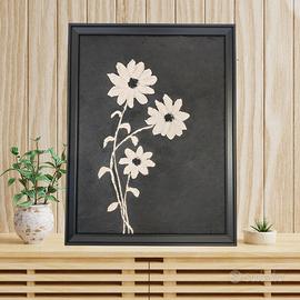 Quadro Moderno in Rilievo - FIORI Gesso e Acrilico