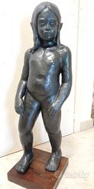 Statua in terracotta bianca, dipinta di nero, H 82