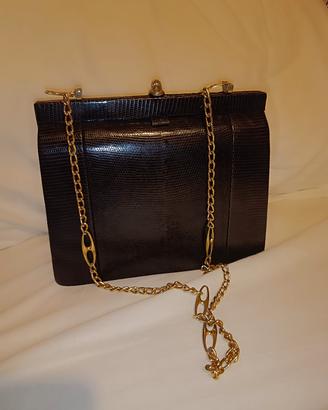Borsa di serpente marrone con catenella 21*14