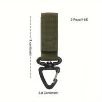 2 Pezzi 6€ Gancio Verde Army  nylon velcro cintura