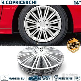 4 Copricerchi per FIAT 14 Pollici CoppetteSilver