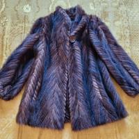 Pelliccia vera visone marrone Lavorazione Chevron