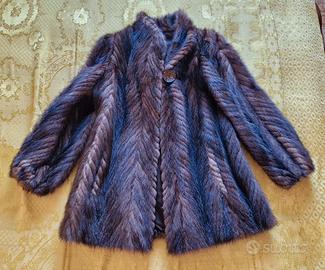 Pelliccia vera visone marrone Lavorazione Chevron